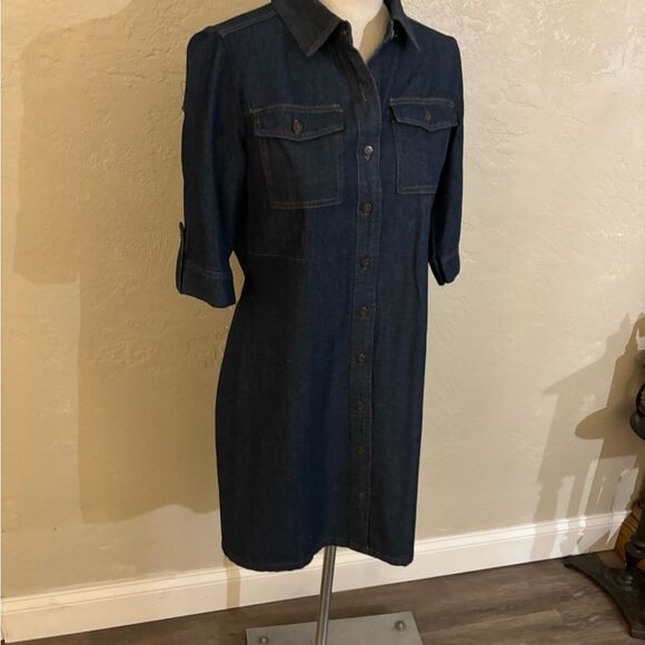 Denim Shirt Dress - Picture 1 of 8